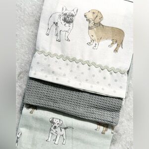 New Dog Theme Kitchen Tea Towels Set of 3 - Dachshund, Pug, Bulldog, Beagle